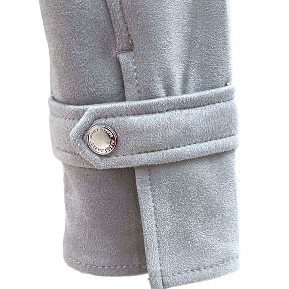 White House Black Market Women's Gray Faux-Suede Moto Jacket Size Medium - Picture 5 of 13